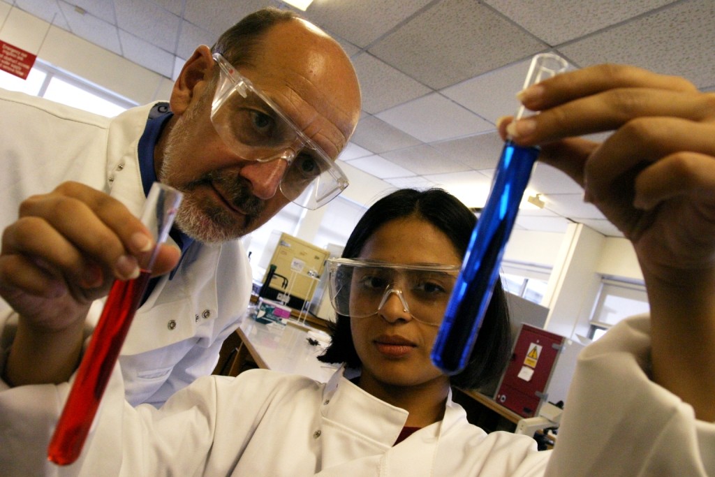 Researchers in laboratory 